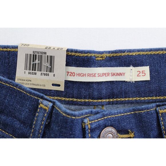 NWT Levis 720 high rise super skinny distressed jeans size 25 x 28 normcore - Picture 2 of 7